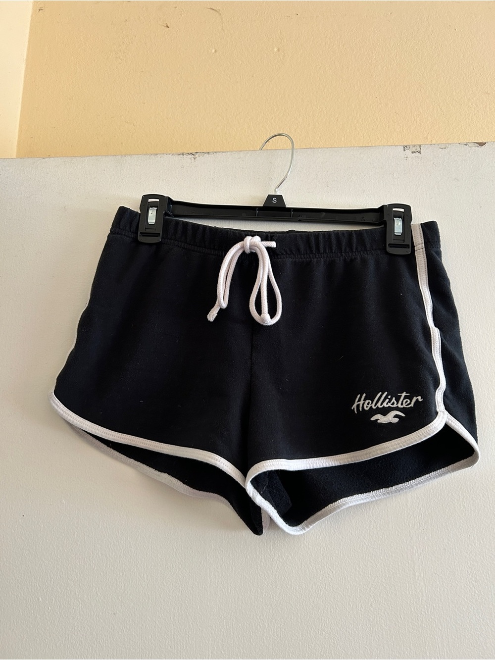 Hollister Black Athletic Dolphin Shorts with White Trim
